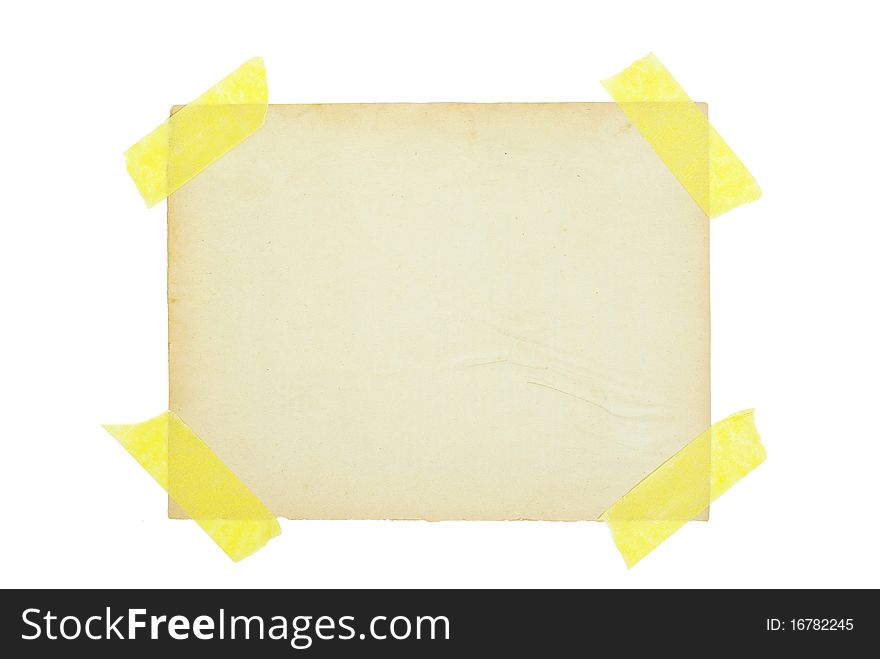 Old note paper isolated on white background