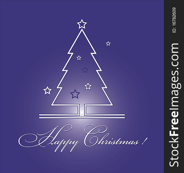 Illustration depicting the silhouette of a Christmas tree. It has many stars. At the bottom is a congratulatory text. Illustration depicting the silhouette of a Christmas tree. It has many stars. At the bottom is a congratulatory text.