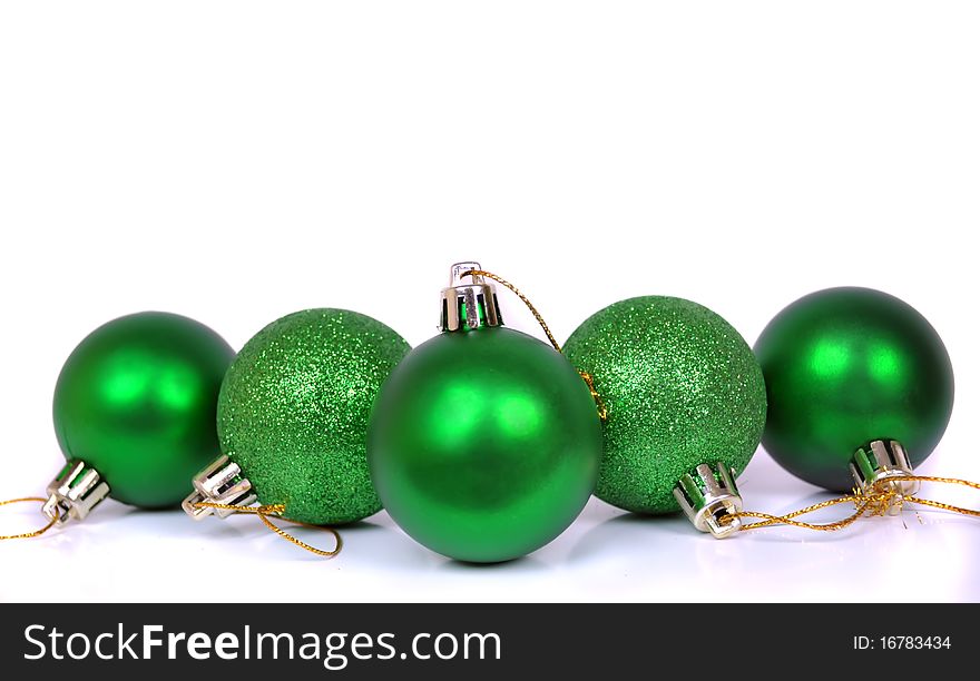 Christmas fir-tree toys on a white background