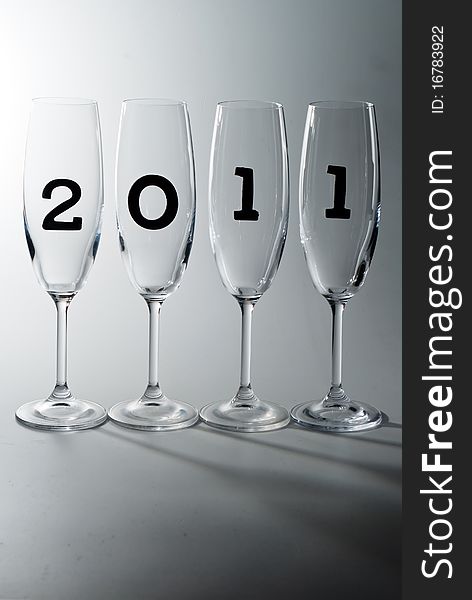 Beautiful champagne glasses with 2011 inside. Beautiful champagne glasses with 2011 inside