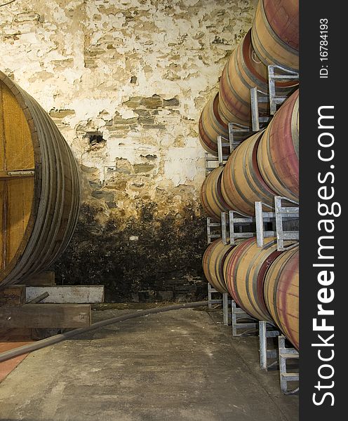 Old wine cellar with barrels
