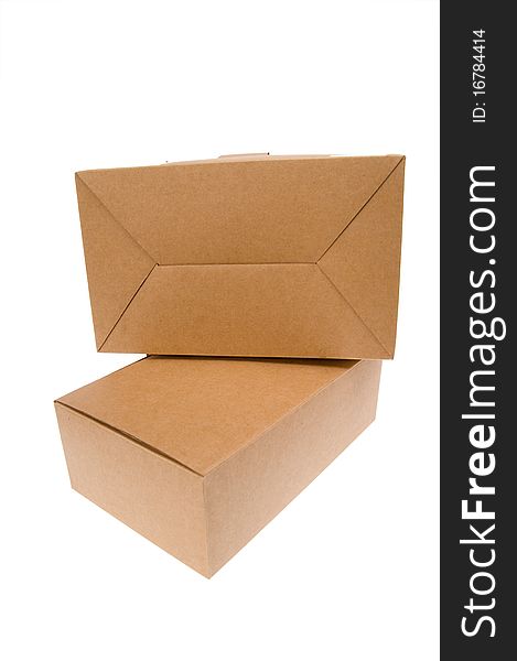 Brown cardboard box, Isolated on white.