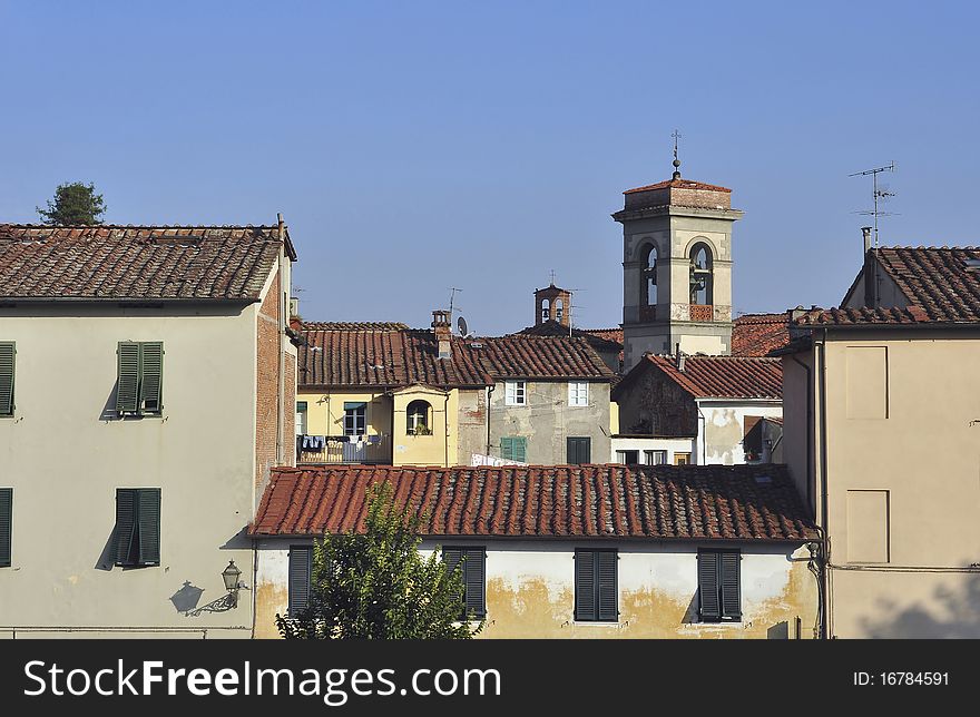 The houses ang rooft of the city Lucca. The houses ang rooft of the city Lucca