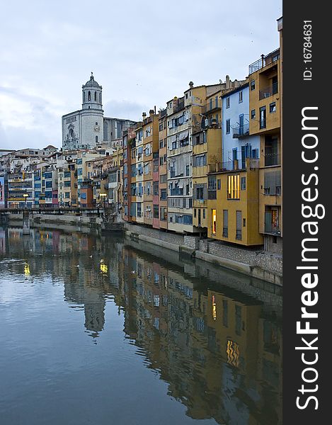Photo toke in Girona, Spain, on one of several bridges on the river that cros the city. Photo toke in Girona, Spain, on one of several bridges on the river that cros the city.
