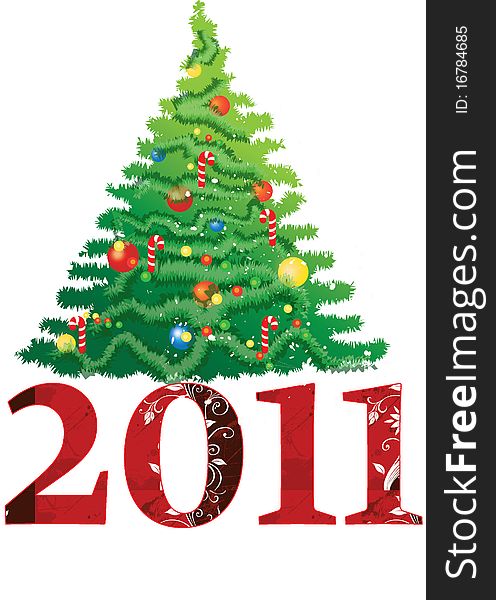 2011 new year tree on white background