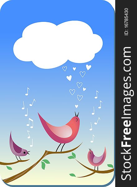 Love Song, frame with cartoon birds