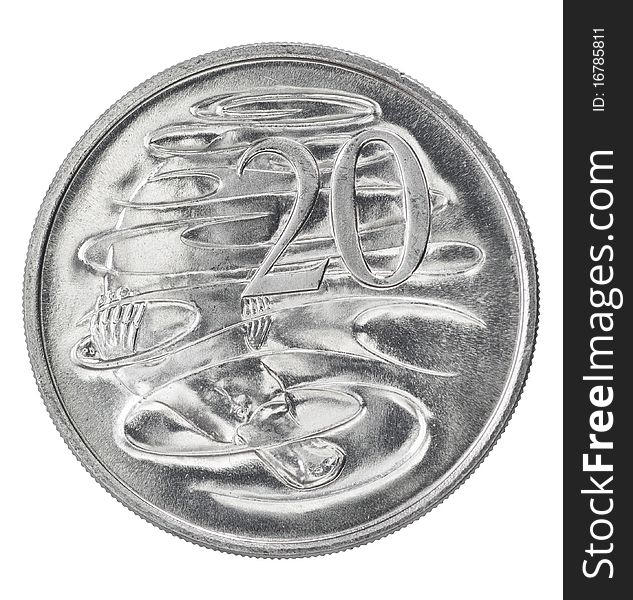 Silver Australian twenty cent coin
