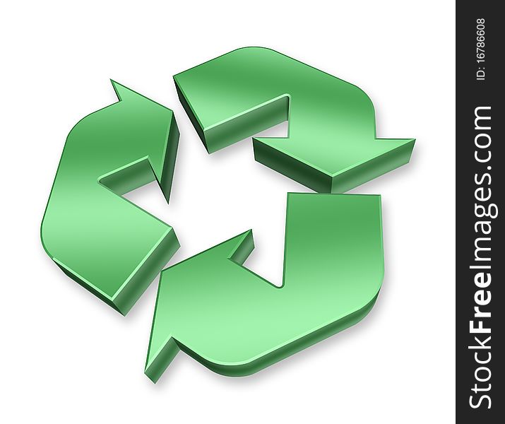3D Rendered green recycle symbol