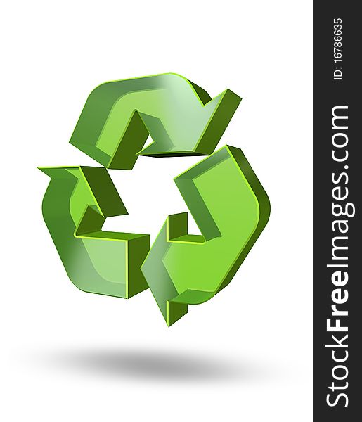 3D Rendered green recycle symbol