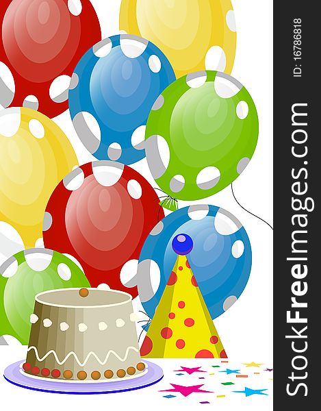 Vector illustration of birthday balloons with white spots. Vector illustration of birthday balloons with white spots