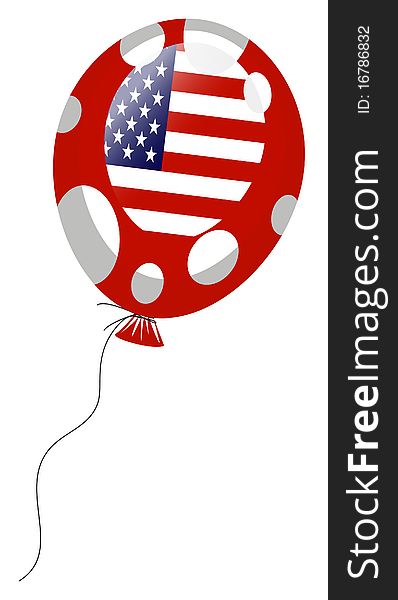 Vector illustration of red balloon of american flag with white spots