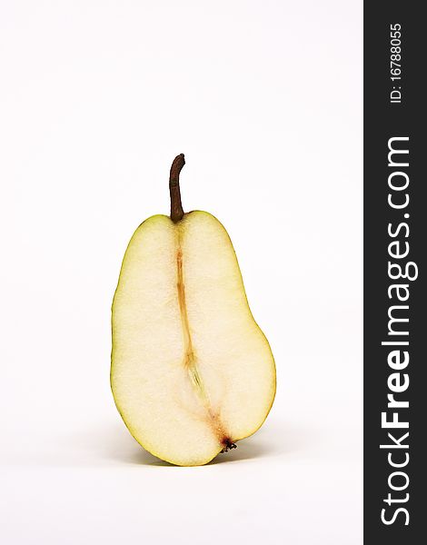 Half of a Sliced Pear Isolated on a White Background