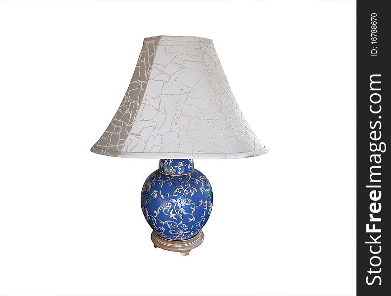 Table lamp blue floral with white shade