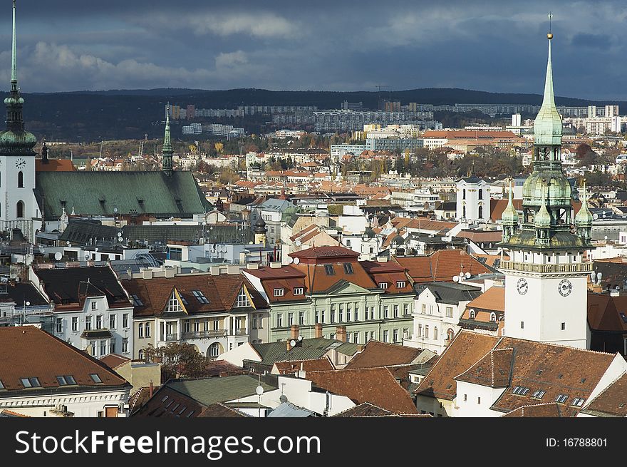 Brno skyline view from the Cathedral, Czech Republic