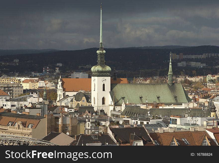 Brno skyline view from the Cathedral, Czech Republic