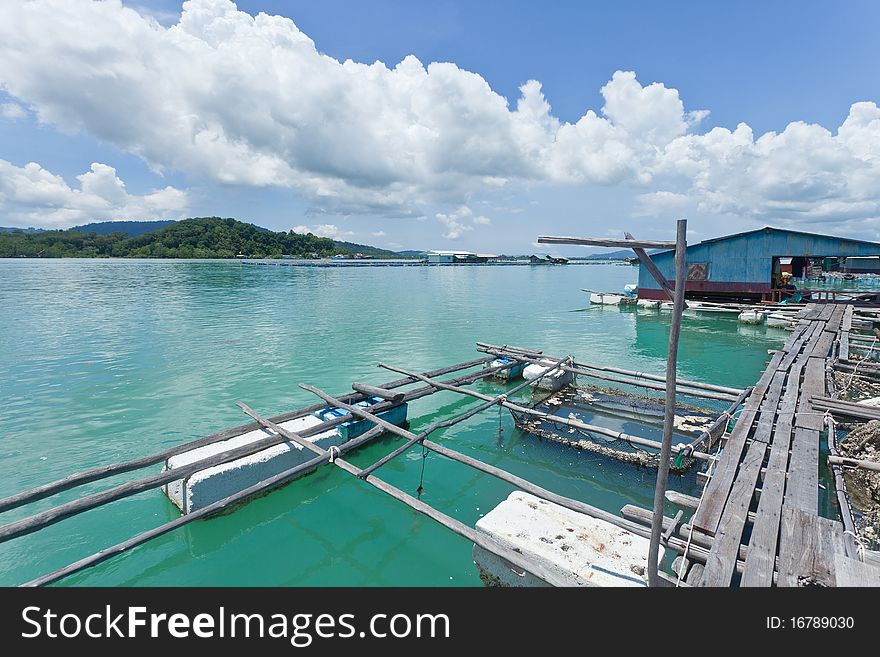 Floating house of fishery in Thailand. Floating house of fishery in Thailand