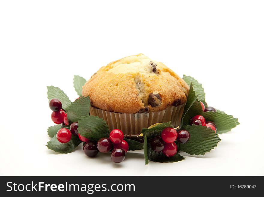 Muffin in the wreath and with berry