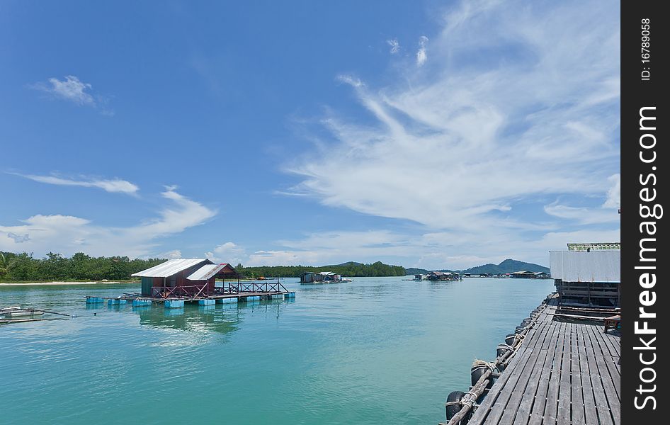 Floating house in the sea