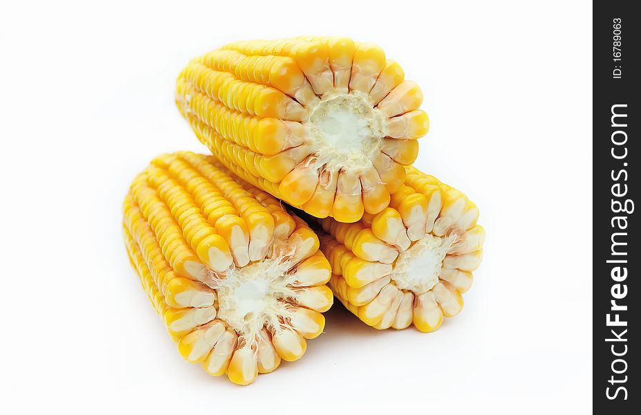 Three pieces of ripe maize. Three pieces of ripe maize