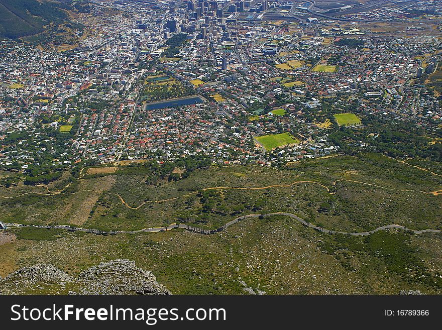 Aerial view of City of Cape Town in South Africa