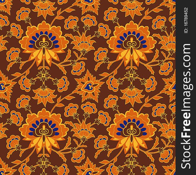 Brown wallpaper pattern in vintage style with floral elements. Brown wallpaper pattern in vintage style with floral elements.
