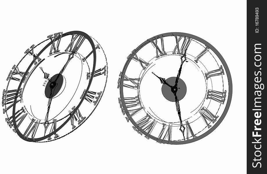 Isolated fantasy clock on white background. Isolated fantasy clock on white background