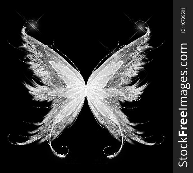 Abstract glamour butterfly on black background