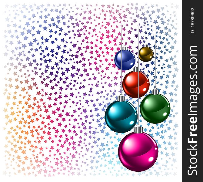 Christmas Background Colored Balls With Stars