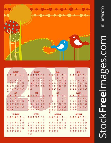 Vector Illustration of colorful style design Calendar for 2011