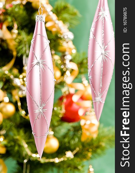 Holiday series: christmas pink icicle shaped ball decoration. Holiday series: christmas pink icicle shaped ball decoration