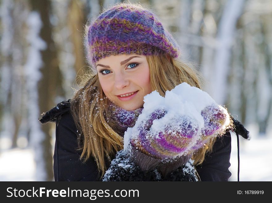 Portrait of cute girl in winter