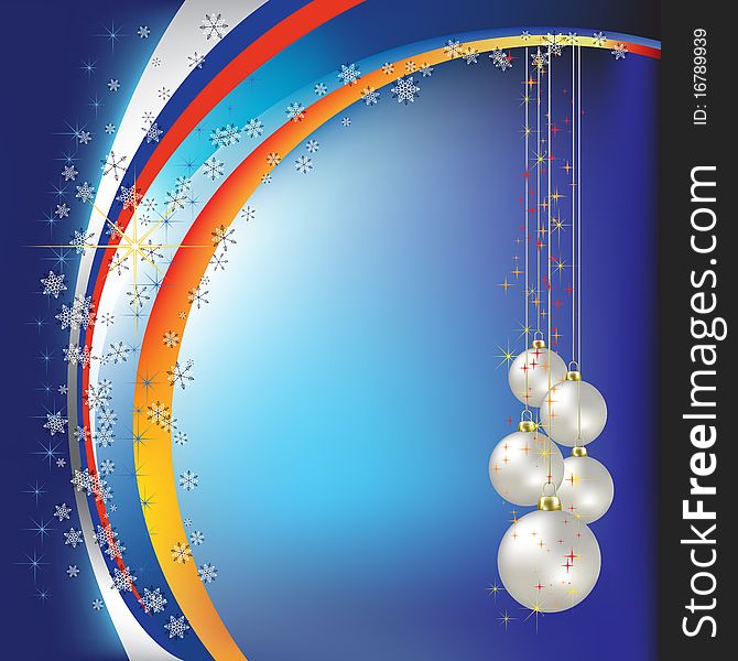 Christmas greeting pearl balls on blue background
