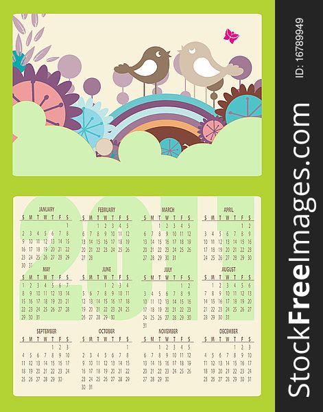 Vector Illustration of colorful style design Calendar for 2011