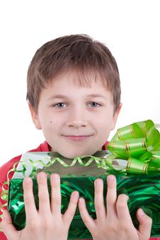 The Boy Has Received A Gift Stock Photo