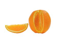 Orange And Slice Isolated On White Royalty Free Stock Photos Orange And Slice Isolated On White Royalty Free Stock Photos