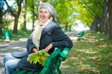 Pretty Young Woman Resting On A Bench Royalty Free Stock Image Pretty Young Woman Resting On A Bench Royalty Free Stock Image