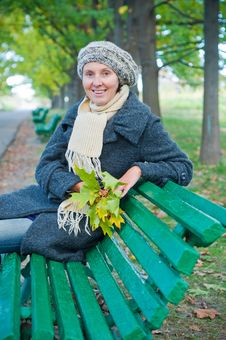 Pretty Young Woman Resting On A Bench Stock Photos Pretty Young Woman Resting On A Bench Stock Photos