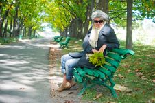 Pretty Young Woman Resting On A Bench Stock Image Pretty Young Woman Resting On A Bench Stock Image
