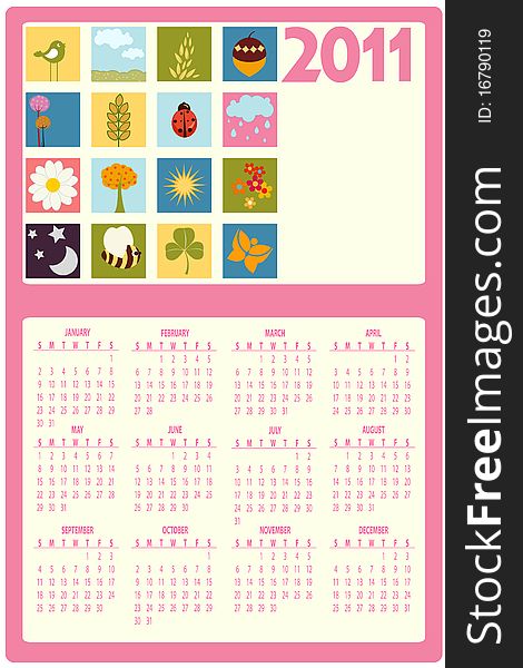 Vector Illustration of colorful style design Calendar for 2011