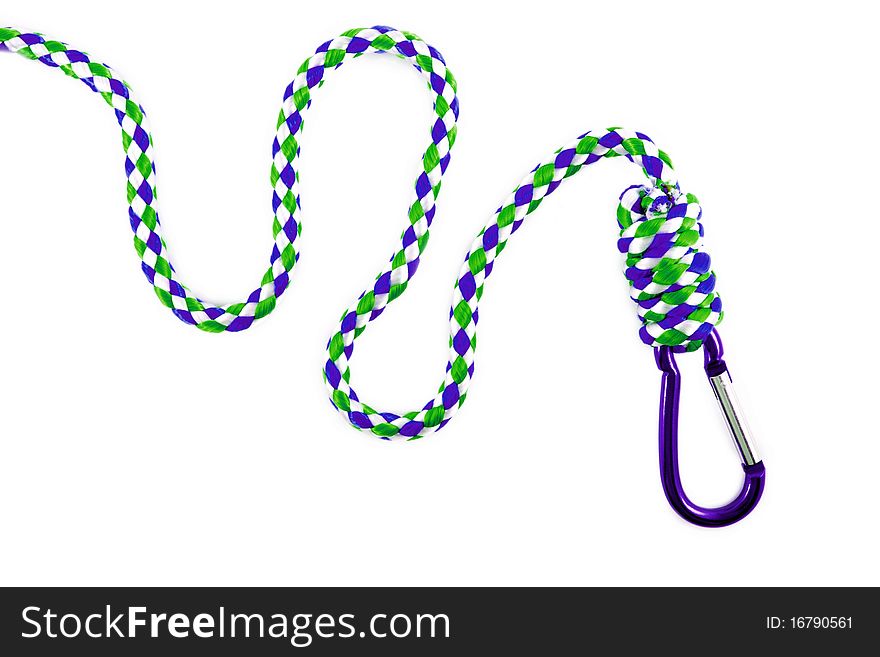 A rope with carbine on white