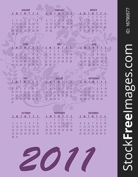 Vector Illustration of style design Colorful Calendar for 2011