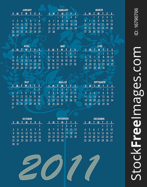 Illustration of style design Colorful Calendar for 2011