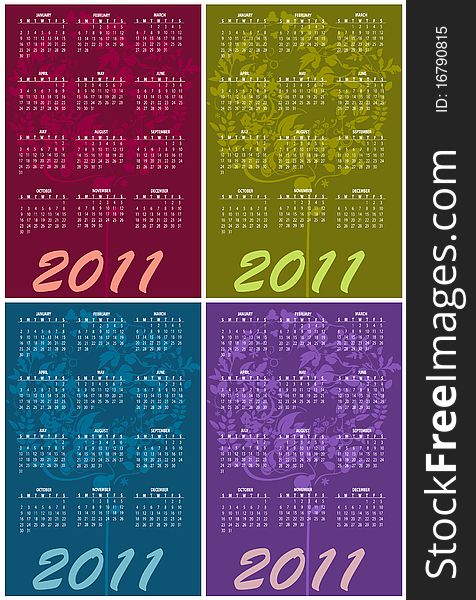 Illustration of style design Colorful Calendar for 2011. Illustration of style design Colorful Calendar for 2011