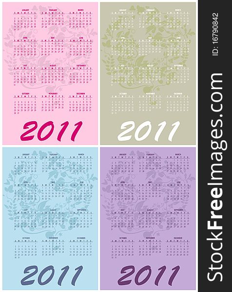 Vector Illustration of style design Colorful Calendar for 2011. Vector Illustration of style design Colorful Calendar for 2011