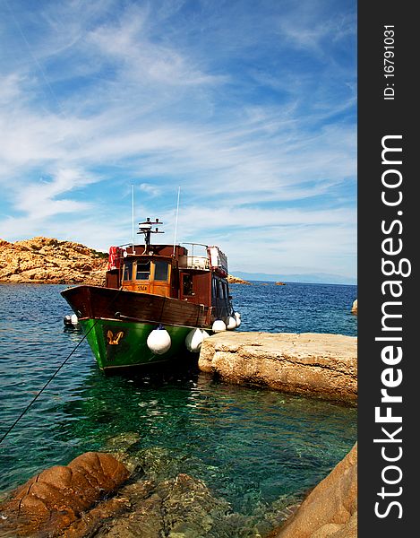 View of a beautiful boat ship in Sardinia. View of a beautiful boat ship in Sardinia.