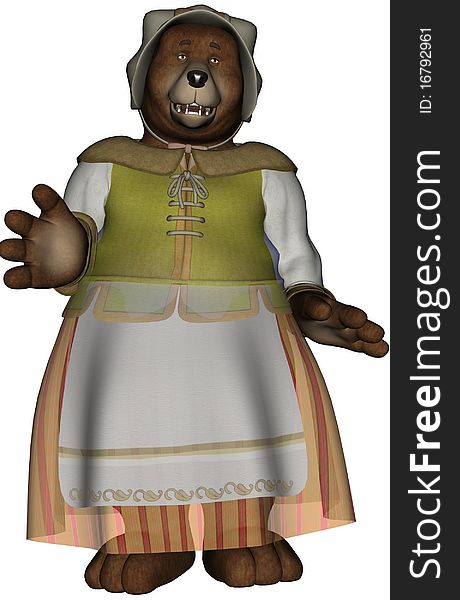 3D render of Mama Bear from fairytale Bear Family. Computer Generated Image. 3D render of Mama Bear from fairytale Bear Family. Computer Generated Image