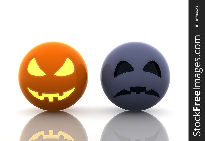 Halloween, happy and sad pumpkins