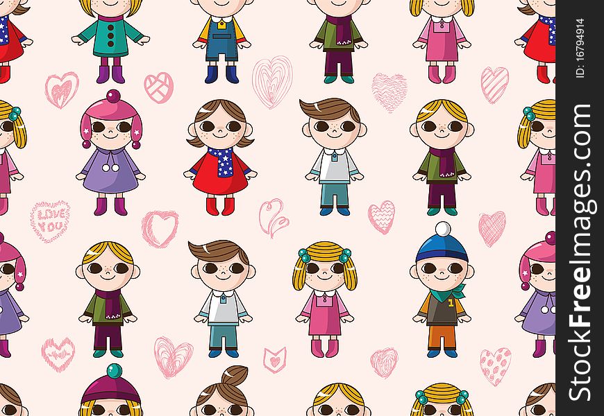 Seamless cute cartoon pattern