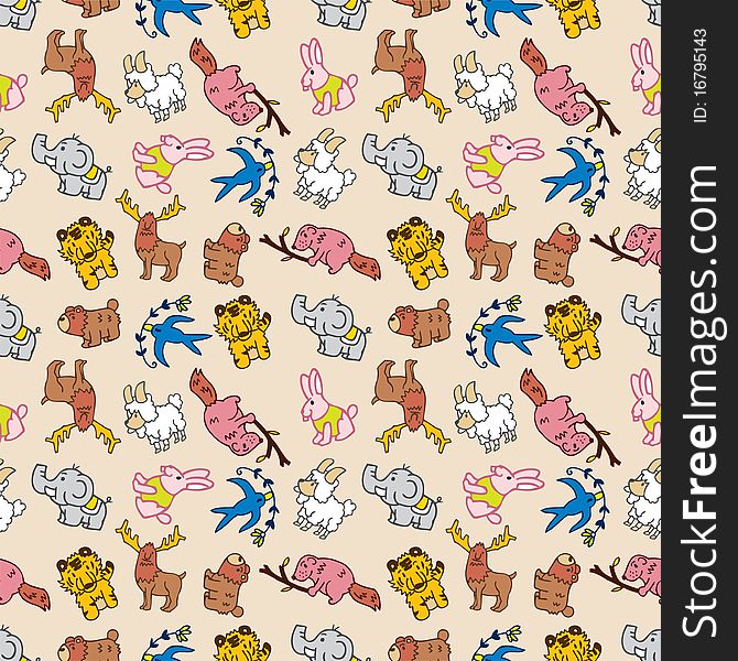 Seamless Cute Animal Pattern