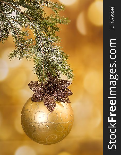 Gold and shiny Christmas decoration. Gold and shiny Christmas decoration